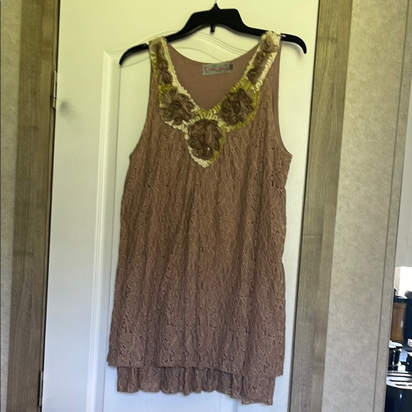 Lace Sleeveless Top - Dusty Rose - Picture 1 of 9